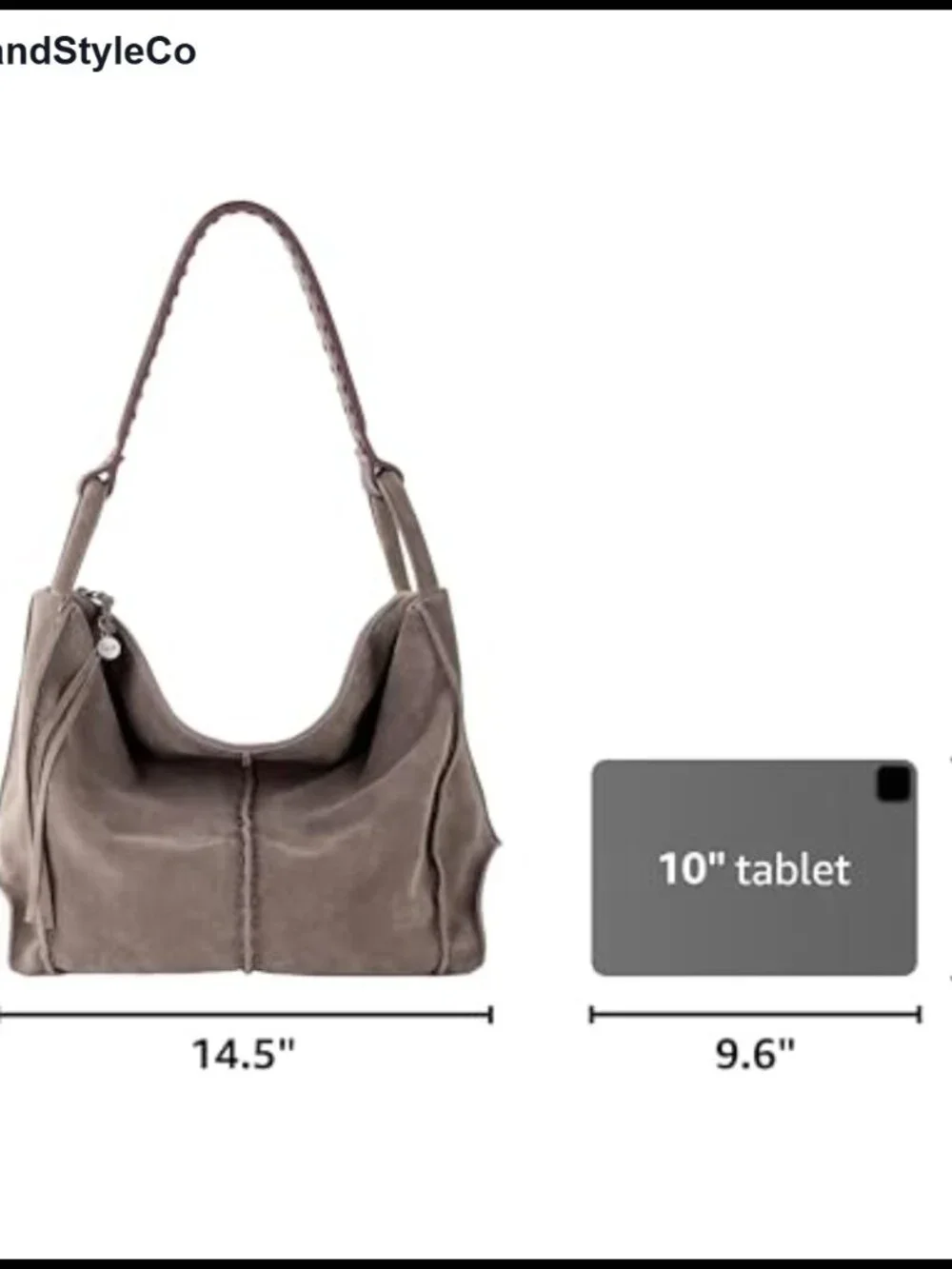 Large Leather Hobo Purse with Zipper Pocket for Everyday & Travel